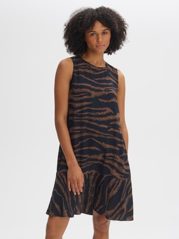 OPUS Jurk lichtbruin/donkerblauw