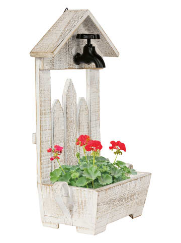 HGD Holz-Glas-Design Pflanzgefäß-Übertopf in Creme - (B)26 x (H)43 x (T)14 cm