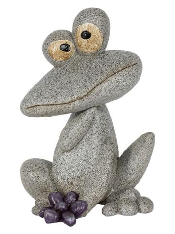 HGD Holz-Glas-Design Decoratief figuur "Kikker" grijs - (B)15,5 x (H)22,5 x (D)13 cm