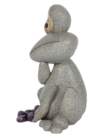 HGD Holz-Glas-Design Dekofigur "Frosch" in Grau - (B)15,5 x (H)22,5 x (T)13 cm