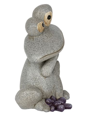 HGD Holz-Glas-Design Figurka dekoracyjna "Frog" w kolorze szarym - 15,5 x 22,5 x 13 cm