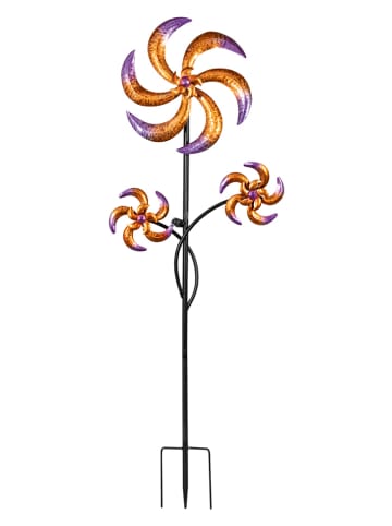 HGD Holz-Glas-Design Dreifach-Windrad in Orange/ Lila - (B)46 x (H)136,5 x (T)9 cm