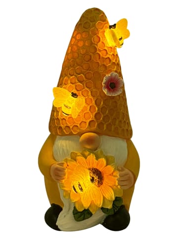 HGD Holz-Glas-Design Solarna figurka ogrodowa w kolorze żółtym - 8,2 x 17,5 x 9,2 cm