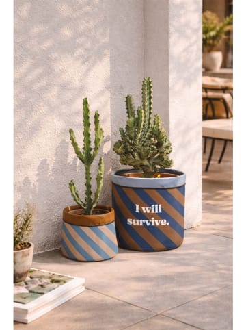 Really Nice Things 2-delige set: overpotten "I Will Survive" beige/blauw - (H)27 cm