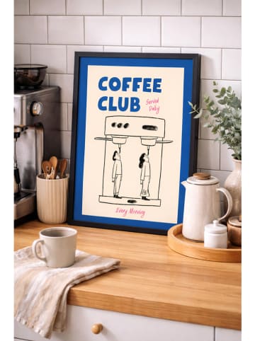 Really Nice Things Druk artystyczny "Coffee Club Blue" w ramce - 30 x 40 cm