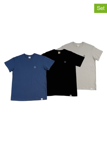 The Time of Bocha 3er-Set: Shirts in Grau/ Schwarz/ Blau