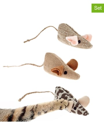 Ferribiella 3-delige set: kattenspeelgoed beige - (L)21 x (B)5 cm