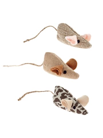 Ferribiella 3-delige set: kattenspeelgoed beige - (L)21 x (B)5 cm