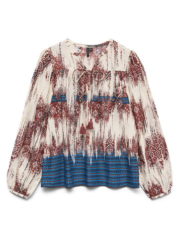 Vero Moda Bluse in Creme/ Blau/ Braun