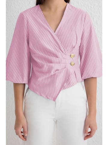 trendyol Blouse lichtroze/wit