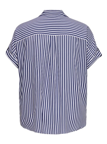 ONLY Carmakoma Bluse in Weiß/ Dunkelblau