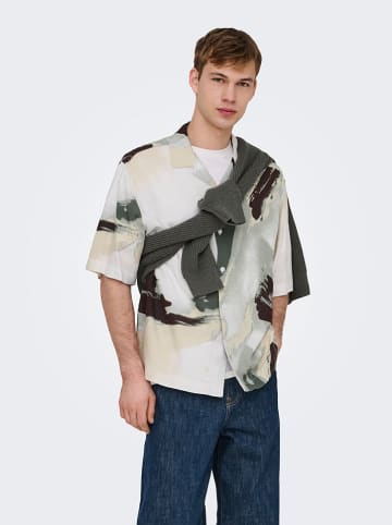 ONLY & SONS Hemd "Onsharvi" - Relaxed fit - in Grau/ Beige/ Grün