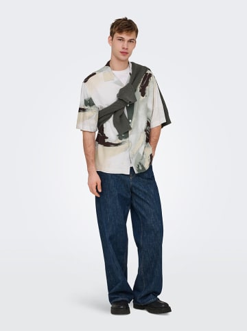 ONLY & SONS Hemd "Onsharvi" - Relaxed fit - in Grau/ Beige/ Grün
