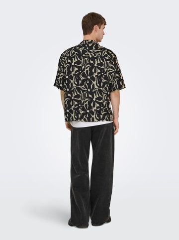 ONLY & SONS Koszula "Onsharvi" - Relaxed fit - w kolorze beżowo-czarnym