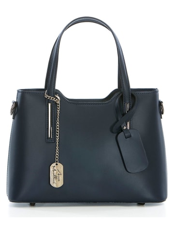 Anna Morellini Leder-Henkeltasche "Dalila" in Dunkelblau - (B)28 x (H)22 x (T)8 cm