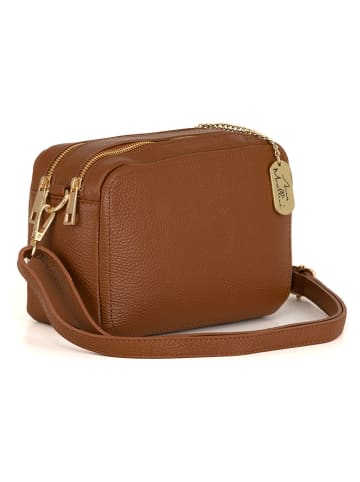 Anna Morellini Leder-Umhängetasche "Pippa" in Hellbraun - (B)25 x (H)16 x (T)9 cm