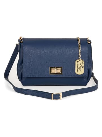 Anna Morellini Leren schoudertas "Matalia" donkerblauw - (B)22 x (H)17 x (D)9 cm