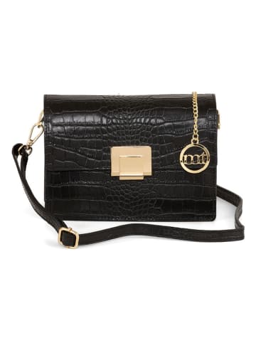 Mia Tomazzi Leder-Umhängetasche "Velletri" in Schwarz - (B)22 x (H)16 x (T)9 cm