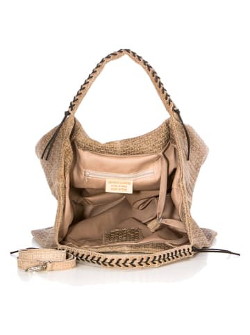 Lucca Baldi Skórzany shopper bag "Pitigliano" w kolorze beżowym - 41 x 34 x 30 cm