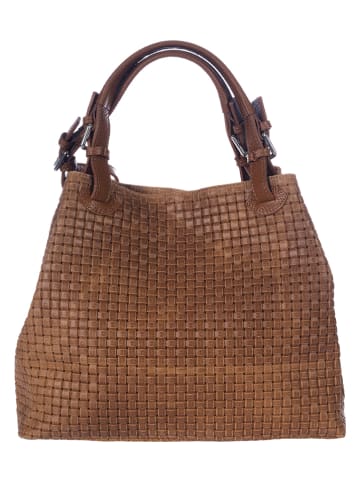 Lucca Baldi Leder-Henkeltasche "Fosdinovo" in Hellbraun - (B)37 x (H)45 x (T)15 cm