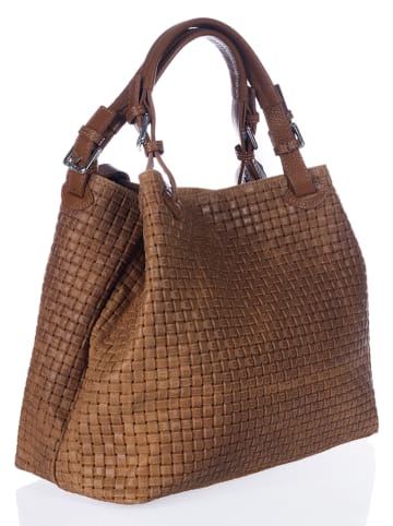 Lucca Baldi Leren handtas "Fosdinovo" lichtbruin - (B)37 x (H)45 x (D)15 cm