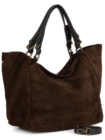 Lucca Baldi Leren shopper "Gimignano" bruin - (B)45 x (H)50 x (D)20 cm