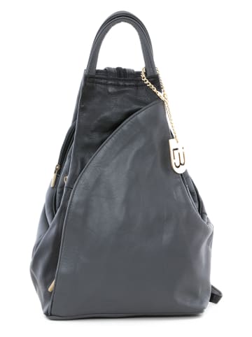 Lucca Baldi Leder-Rucksack "Novara" in Grau/ Schwarz - (B)29 x (H)34 x (T)13 cm