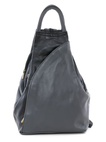 Lucca Baldi Leder-Rucksack "Novara" in Grau/ Schwarz - (B)29 x (H)34 x (T)13 cm
