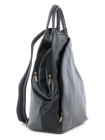 Lucca Baldi Leren rugzak "Novara" grijs/zwart - (B)29 x (H)34 x (D)13 cm