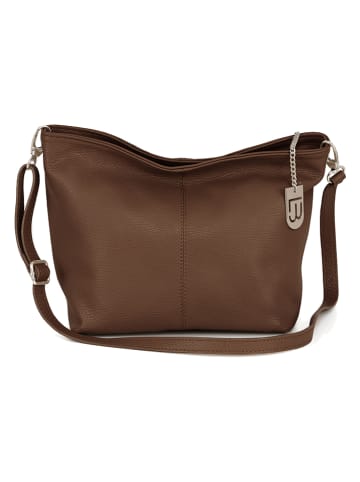 Lucca Baldi Leder-Umhängetasche "Trapani" in Braun - (B)33 x (H)25 x (T)14 cm