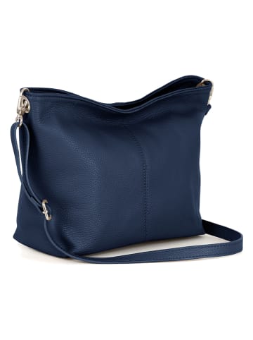 Lucca Baldi Leren schoudertas "Trapani" donkerblauw - (B)33 x (H)25 x (D)14 cm