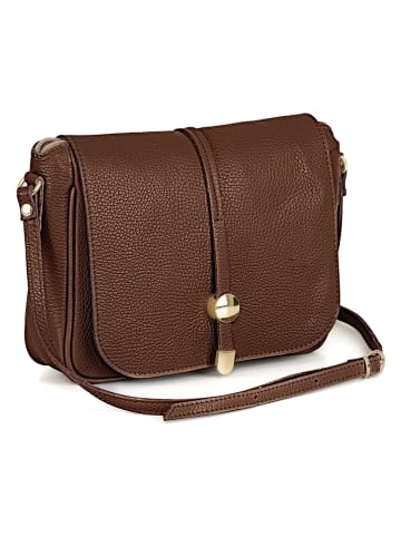Pia Sassi Leder-Umhängetasche "Monte Avella" in Braun - (B)25 x (H)23 x (T)7 cm