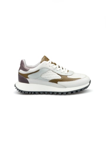 LLOYD Leder-Sneakers in Weiß/ Lila/ Hellbraun