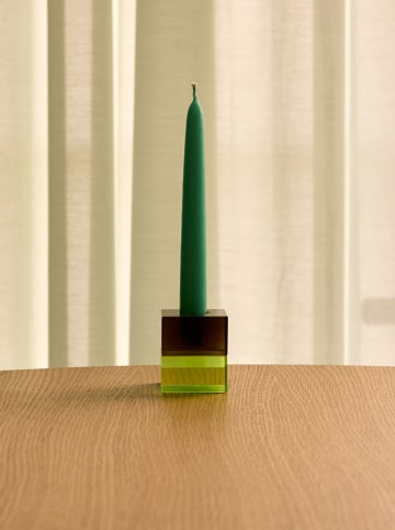 Hübsch Świeczniki (2 szt.) "Block" w kolorze zielonym i różowym - 6 x 5 x 5 cm