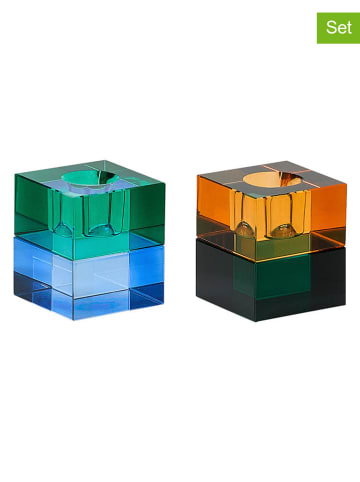 Hübsch Świeczniki (2 szt.) "Block" w różnych kolorach - 6 x 5 x 5 cm