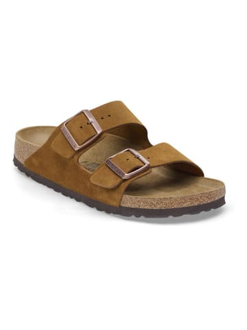 Birkenstock Leder-Pantoletten "Arizona" in Hellbraun