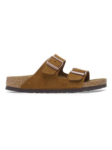 Birkenstock Leren slippers "Arizona" cognackleurig