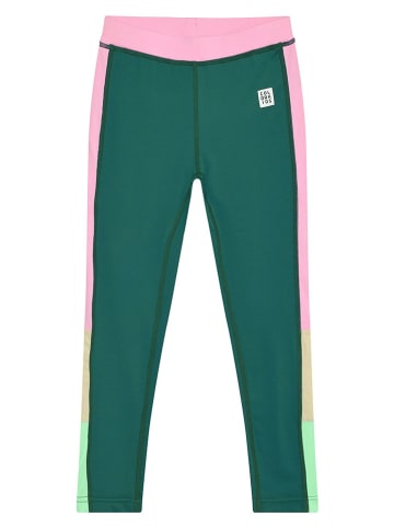 Color Kids Sport-Leggings in Dunkelgrün/ Rosa