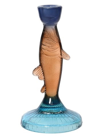 Kaeming Kerzenhalter in Orange/ Blau - (H)21 x Ø 10,5 cm