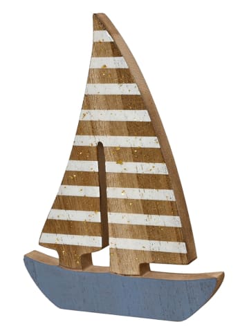 Kaeming Dekoracja "Boat" w kolorze jasnobrązowo-niebiesko-białym - 13 x 18 x 1,5 cm
