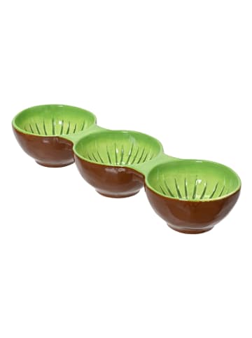 Kaeming Serveerservies groen/bruin - (B)30 x (H)5 x (D)9,5 cm