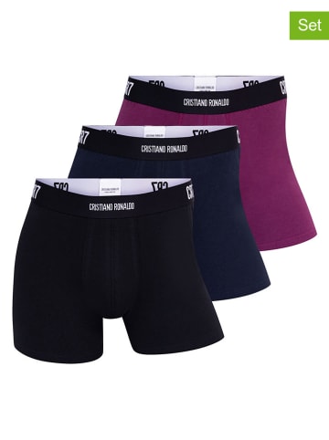 CR7 3-delige set: boxershorts paars/zwart/donkerblauw