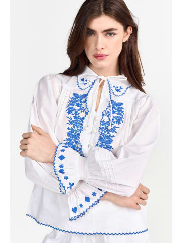 Rich & Royal Bluse in Weiß/ Blau
