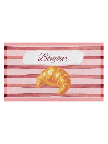 Artsy Wycieraczka "Croissant Bonjour" w kolorze jasnoróżowym