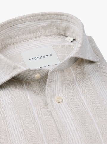 PROFUOMO Linnen blouse - slim fit - crème