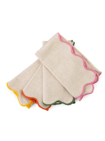Jamie Oliver 4er-Set: Servietten ''Big Love'' in Beige/ Bunt - (L)45 x (B)45 cm