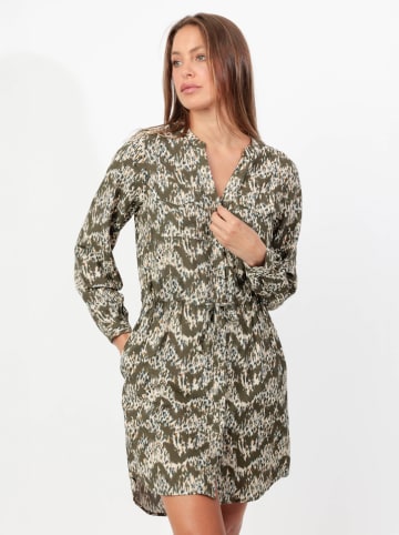 admas Kleid in Khaki/ Weiß