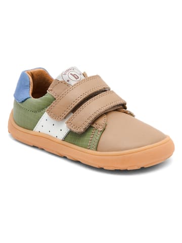 bisgaard Leder-Barfußschuhe "Ricco" in Beige/ Grün