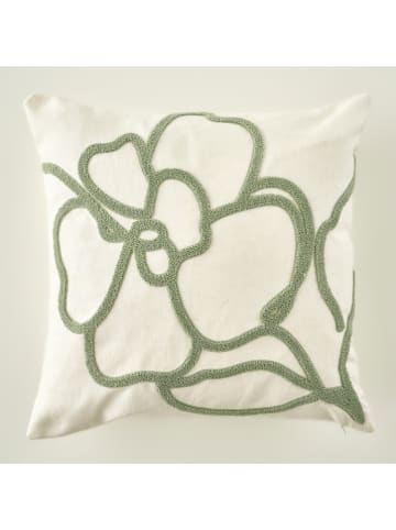 BELLA MAISON Kissenbezug ''Grace'' in Creme/ Grün - (L)43 x (B)43 cm