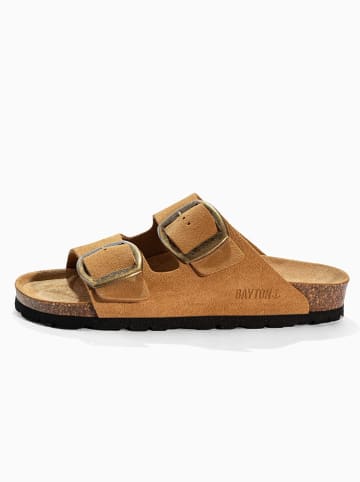 BAYTON Leren slippers "Alicante" camel